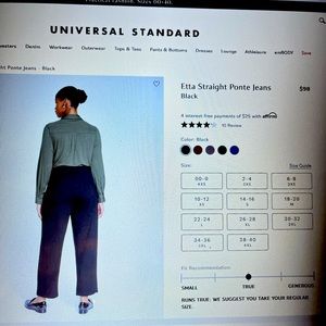 Universal Standard Audrey Tailored Ponte Pants Black Sz M (18-20) NWT